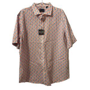 Charleston Threads Men’s NEW Flip Flop Print Short Sleeve Buttondown Shirt XXL